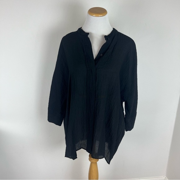 COS Button Down Oversized Light Weight Black Top Size S - Picture 1 of 8